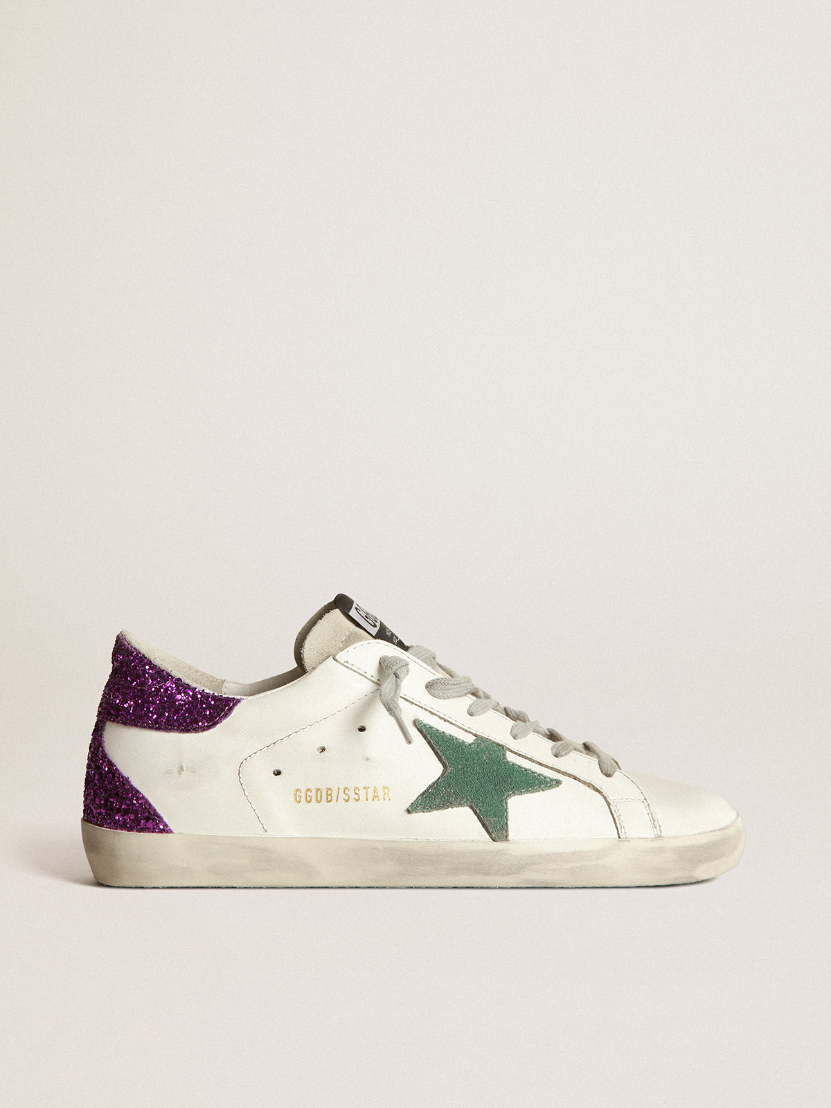 Sneakers Super-Star blanches avec arrière violet pailleté