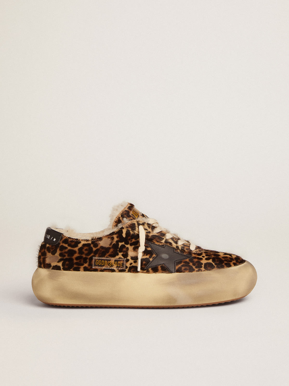 Space-Star homme en cuir façon poulain animalier et doublure en shearling