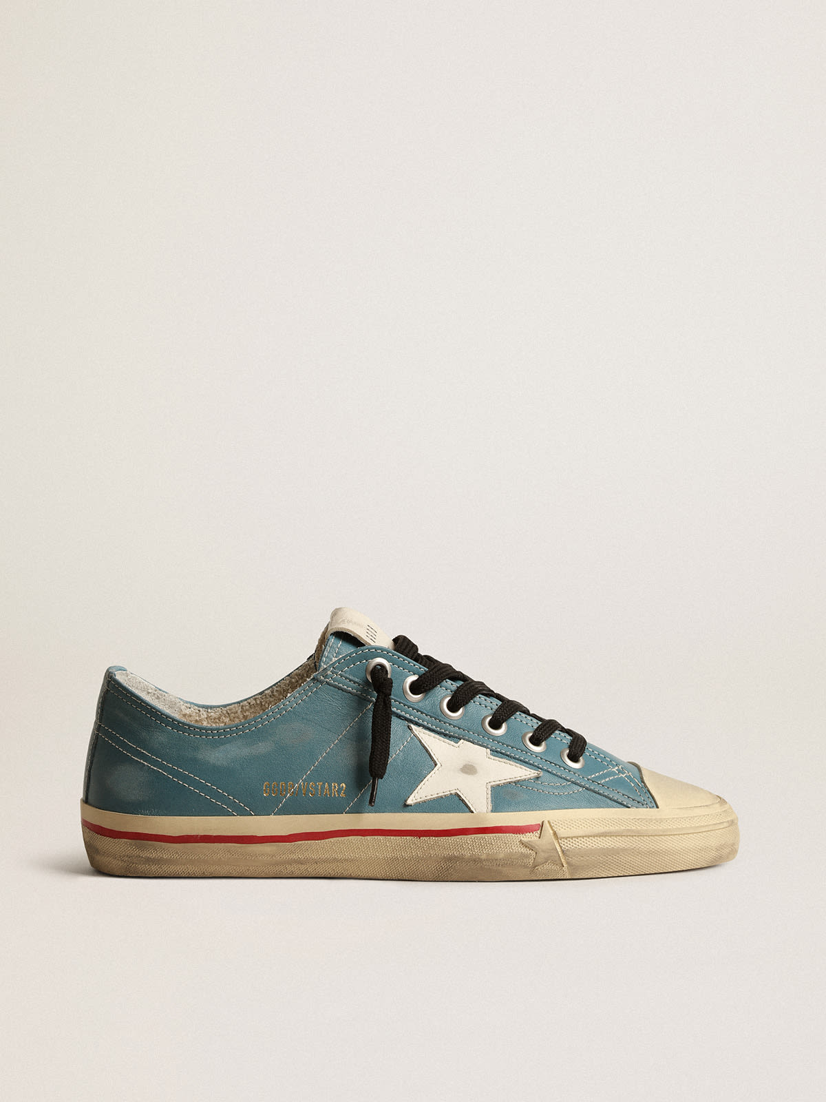 V-Star en nubuck bleu pétrole avec étoile en cuir blanc