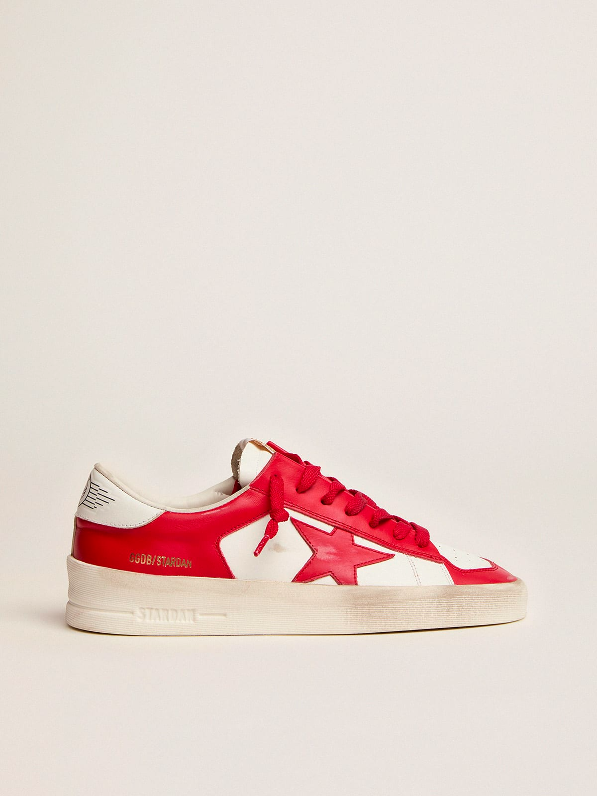 Stardan homme en cuir blanc et rouge