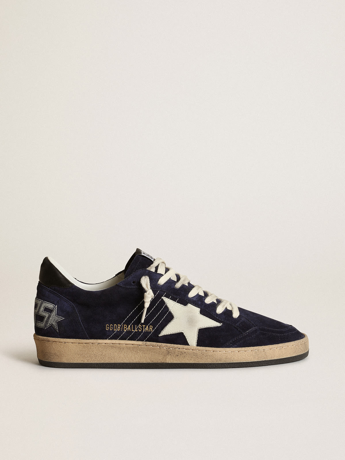 Ball Star homme en daim bleu foncé avec étoile en nubuck blanc