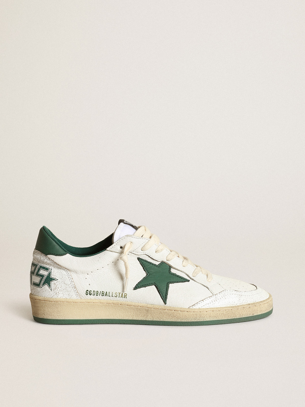 Ball Star pour femme en cuir nappa blanc avec étoile et contrefort en cuir vert