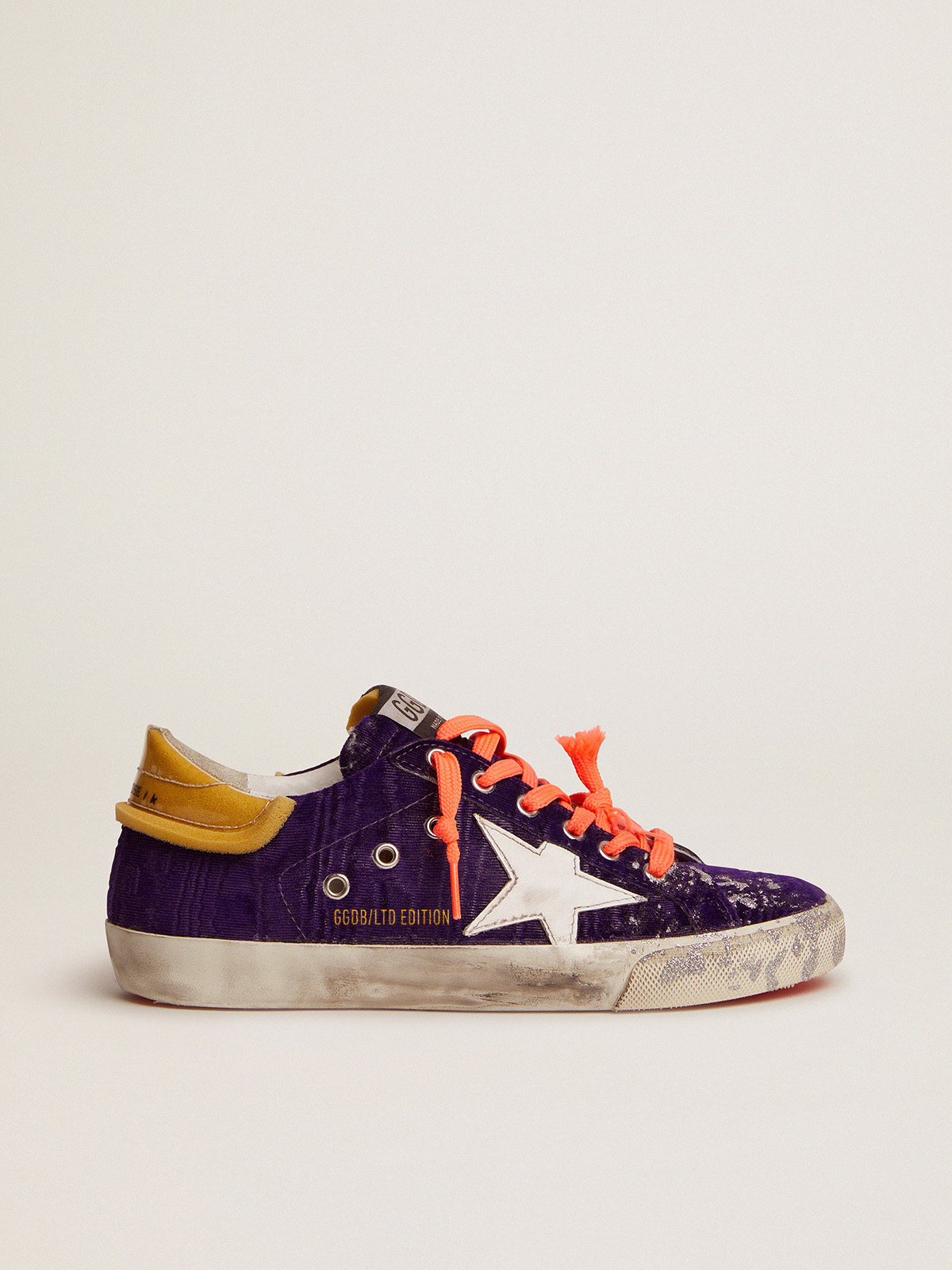 Sneakers Super-Star LAB en velours violet avec contrefort en PVC