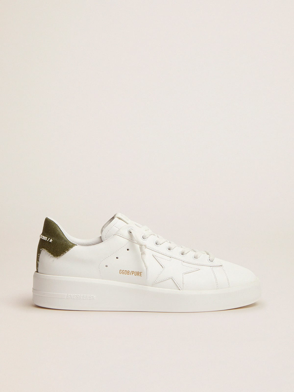 Sneakers Purestar en cuir blanc avec contrefort en toile verte